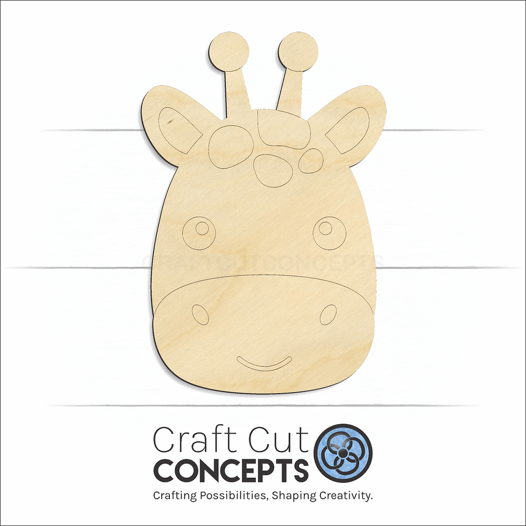 Craft Cut Concepts Logo under a wood Cute Giraffe Face craft shape and blank