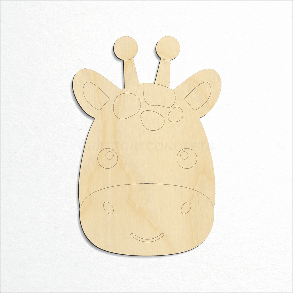 Wooden Cute Giraffe Face craft shape available in sizes of 2 inch and up