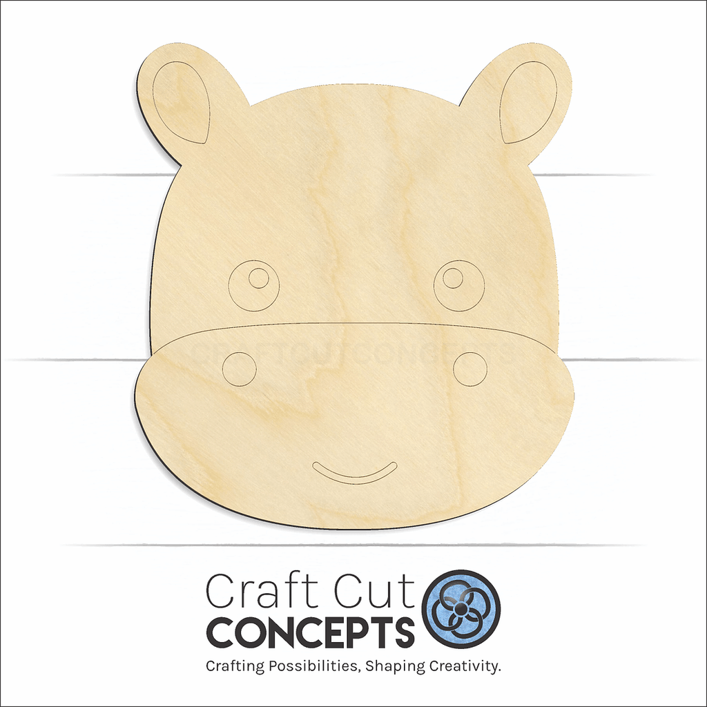 Craft Cut Concepts Logo under a wood Cute Hippo Face craft shape and blank