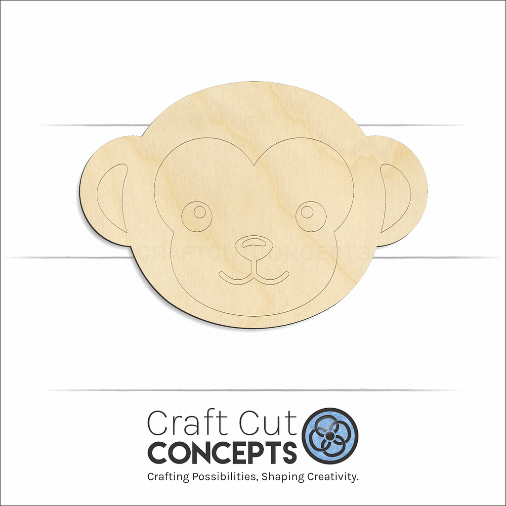 Craft Cut Concepts Logo under a wood Cute Monkey Face craft shape and blank