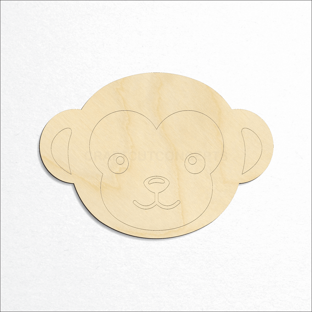 Wooden Cute Monkey Face craft shape available in sizes of 2 inch and up