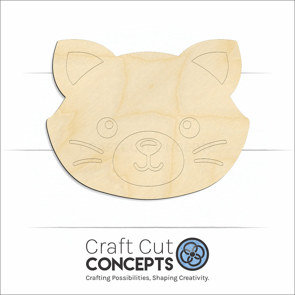 Craft Cut Concepts Logo under a wood Cute Cat Face craft shape and blank