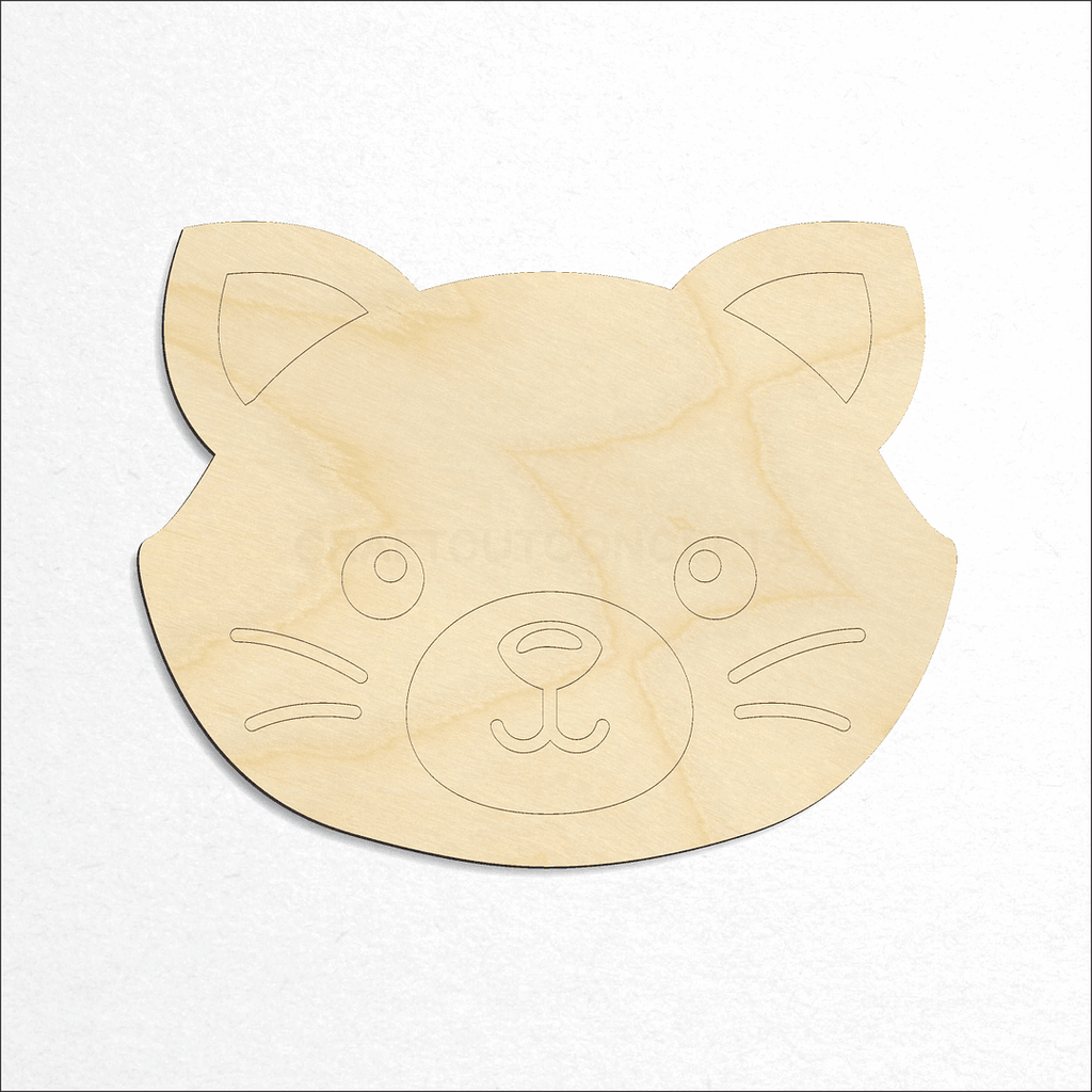 Wooden Cute Cat Face craft shape available in sizes of 2 inch and up