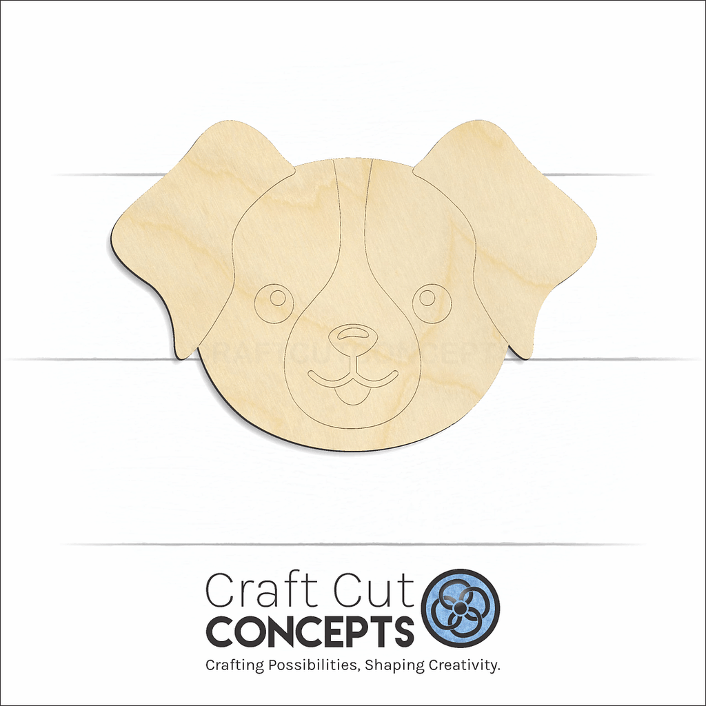 Craft Cut Concepts Logo under a wood Cute Dog Face craft shape and blank