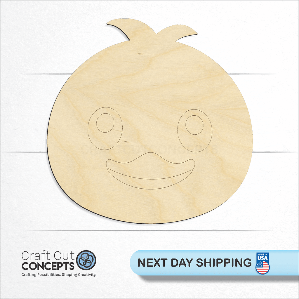 Craft Cut Concepts logo and next day shipping banner with an unfinished wood Cute Duck Face craft shape and blank