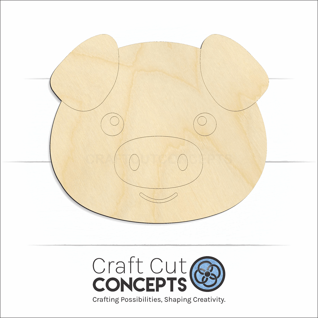 Craft Cut Concepts Logo under a wood Cute Pig Face craft shape and blank