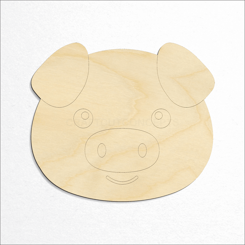 Wooden Cute Pig Face craft shape available in sizes of 2 inch and up