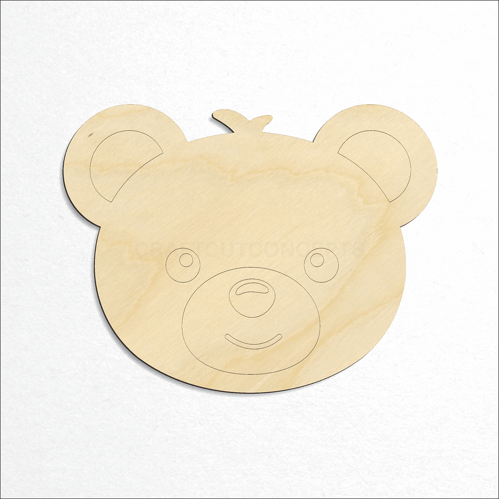 Wooden Cute Bear Face craft shape available in sizes of 2 inch and up