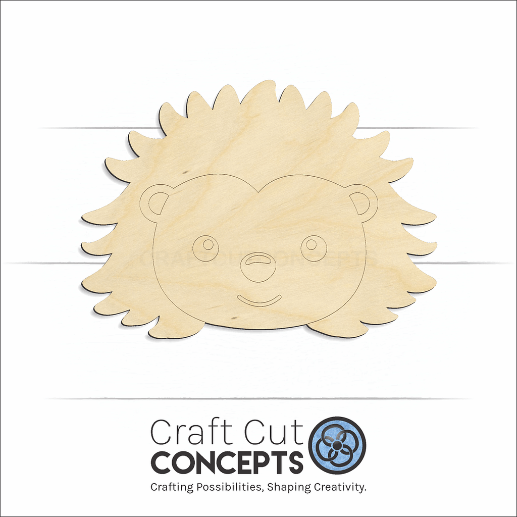 Craft Cut Concepts Logo under a wood Cute Hedgehog Face craft shape and blank