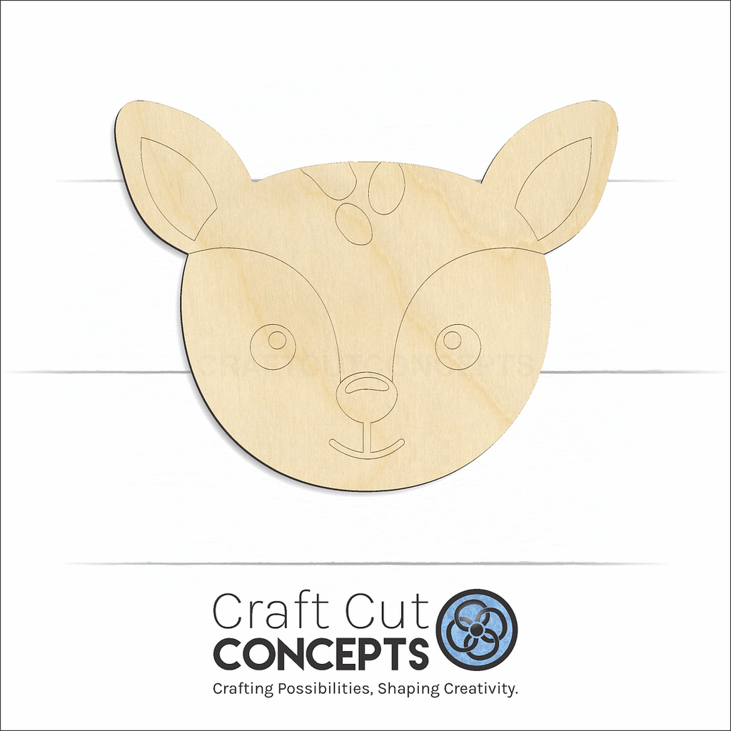 Craft Cut Concepts Logo under a wood Cute Deer Face craft shape and blank