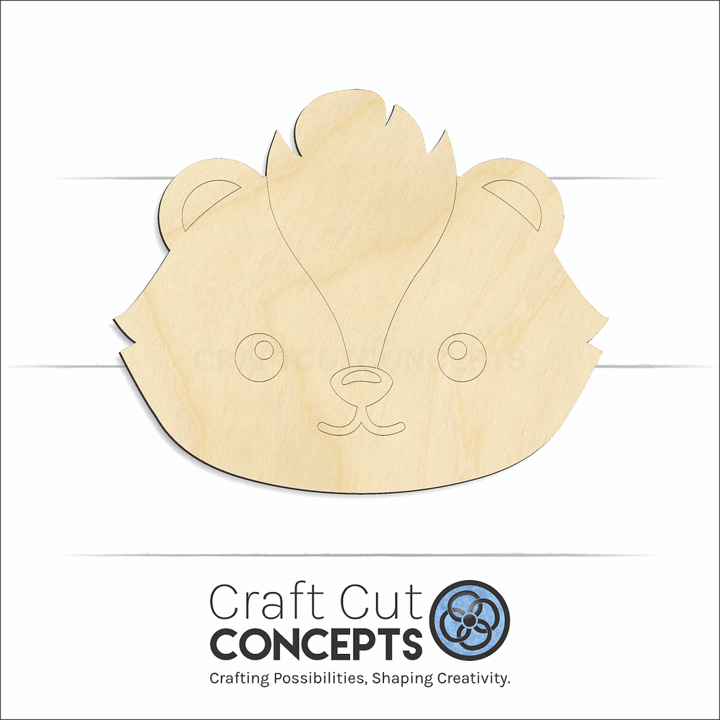 Craft Cut Concepts Logo under a wood Cute Skunk Face craft shape and blank