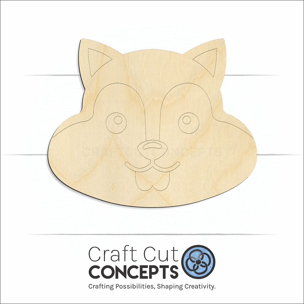 Craft Cut Concepts Logo under a wood Cute Squirrel Face craft shape and blank