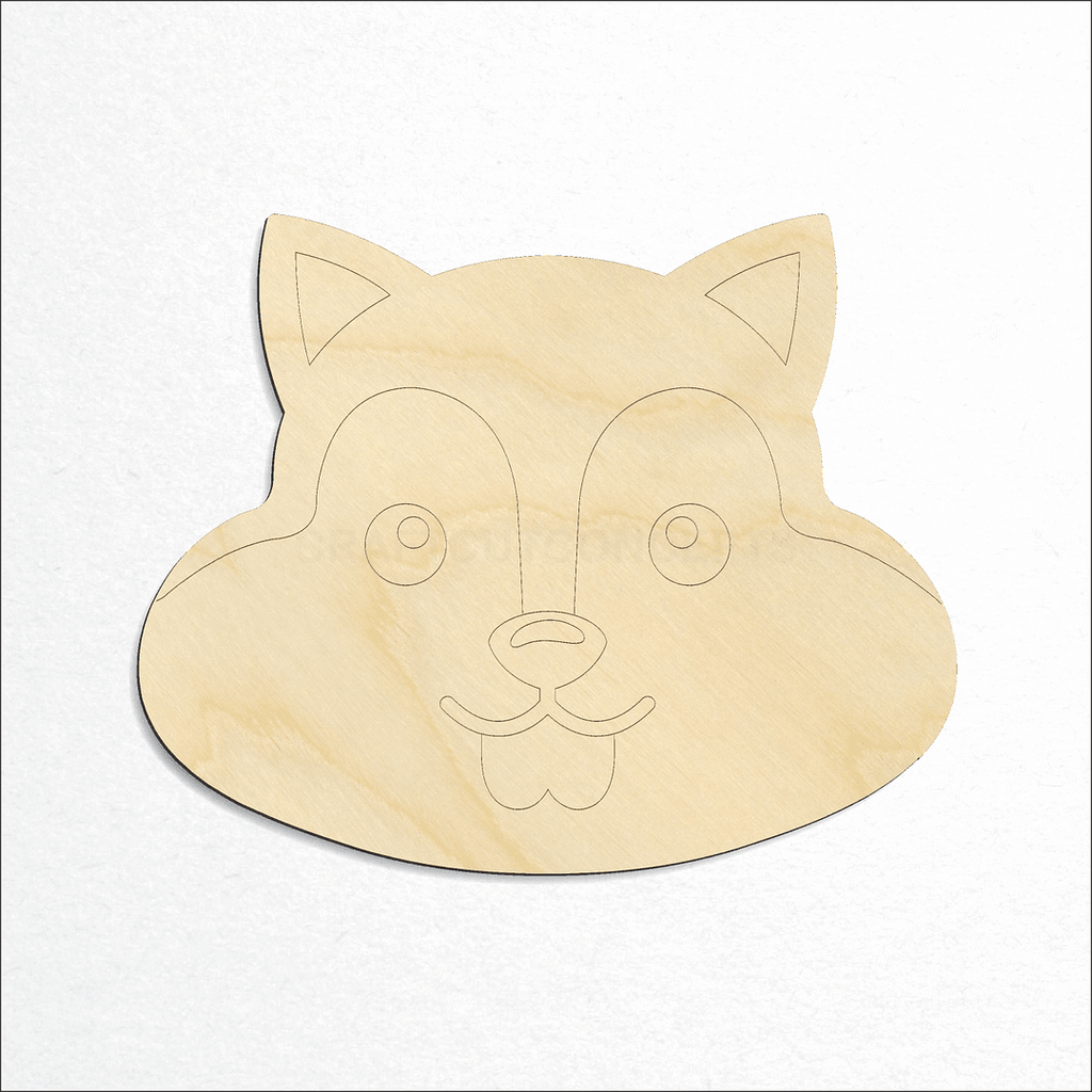 Wooden Cute Squirrel Face craft shape available in sizes of 2 inch and up