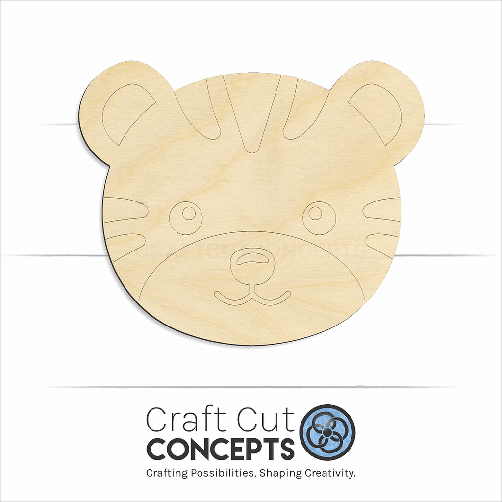 Craft Cut Concepts Logo under a wood Cute Tiger Face craft shape and blank