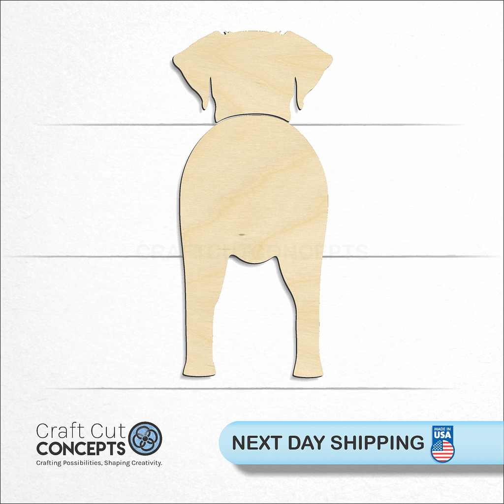 Craft Cut Concepts logo and next day shipping banner with an unfinished wood German Wirehaired Pointer craft shape and blank