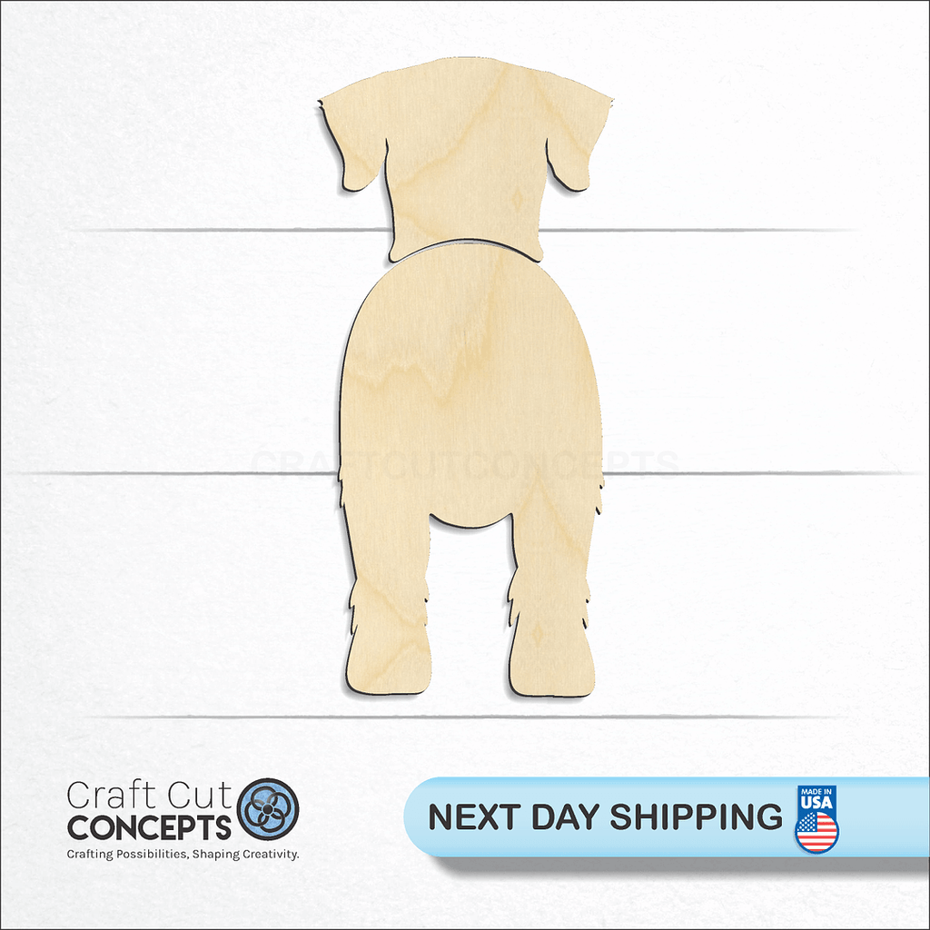 Craft Cut Concepts logo and next day shipping banner with an unfinished wood Giant Schnauzer craft shape and blank