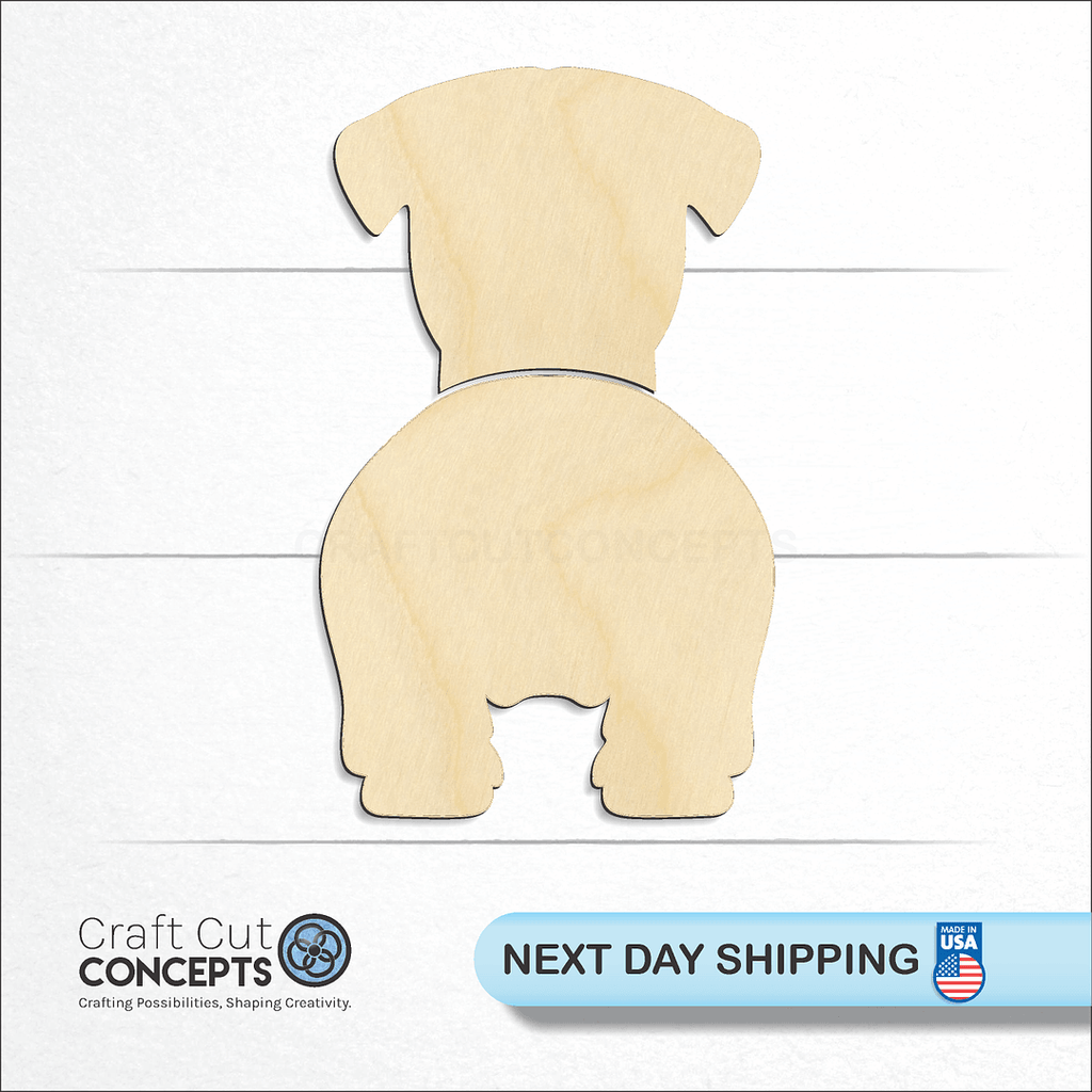 Craft Cut Concepts logo and next day shipping banner with an unfinished wood Gleen Of Imaal Terriers craft shape and blank