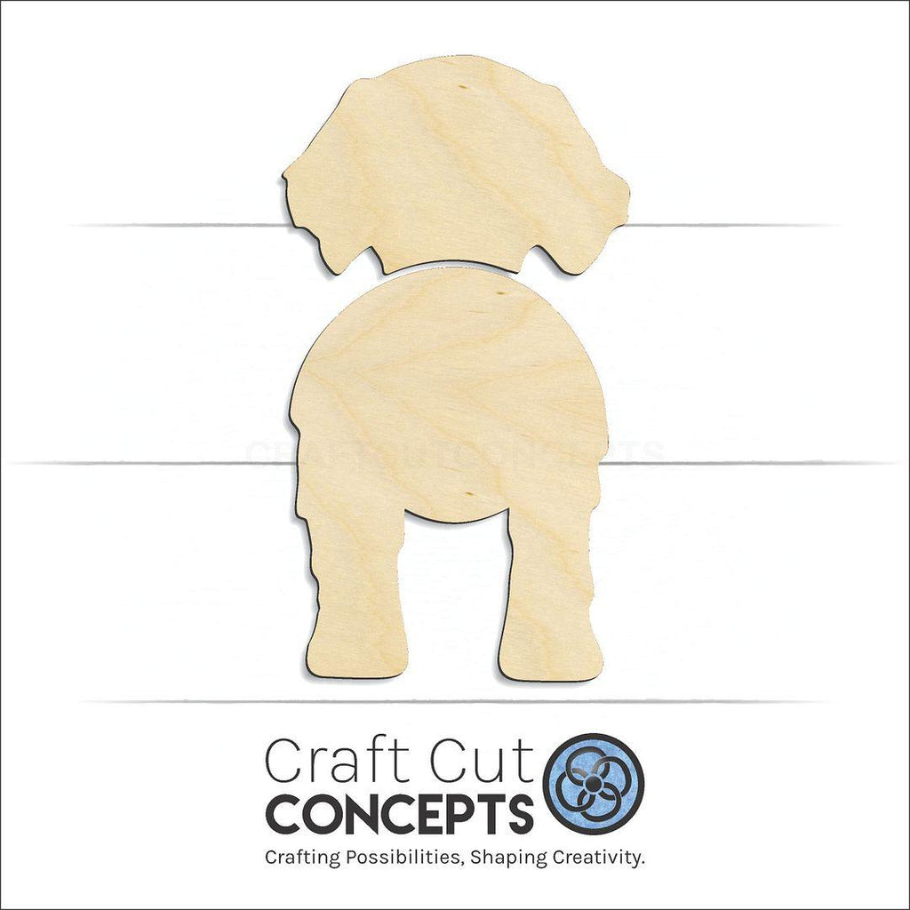 Craft Cut Concepts Logo under a wood Golden Retriever craft shape and blank