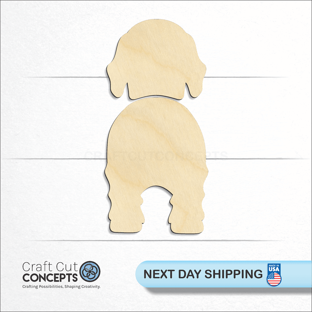 Craft Cut Concepts logo and next day shipping banner with an unfinished wood Gordon Setter craft shape and blank