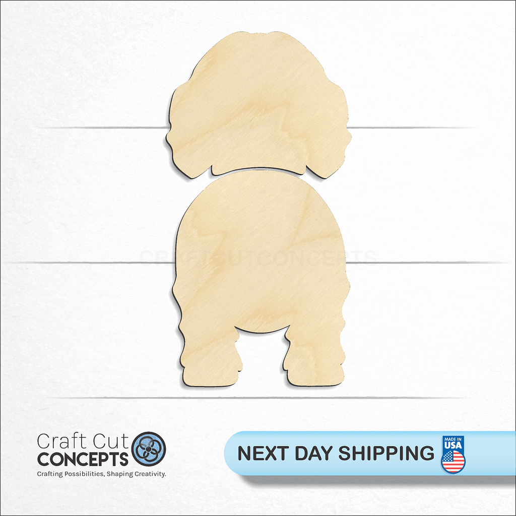 Craft Cut Concepts logo and next day shipping banner with an unfinished wood Grand Basset G V craft shape and blank