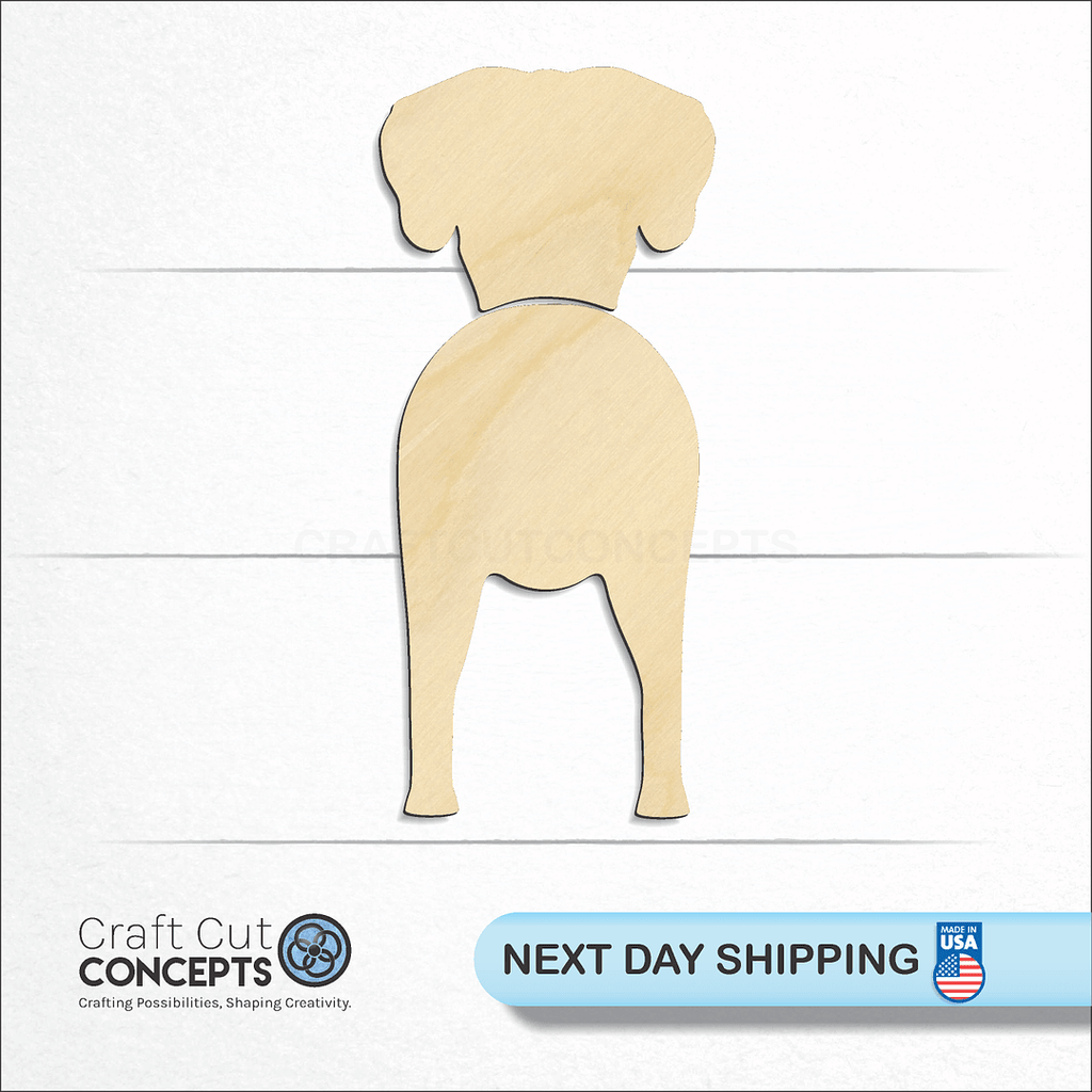 Craft Cut Concepts logo and next day shipping banner with an unfinished wood Great Dane craft shape and blank