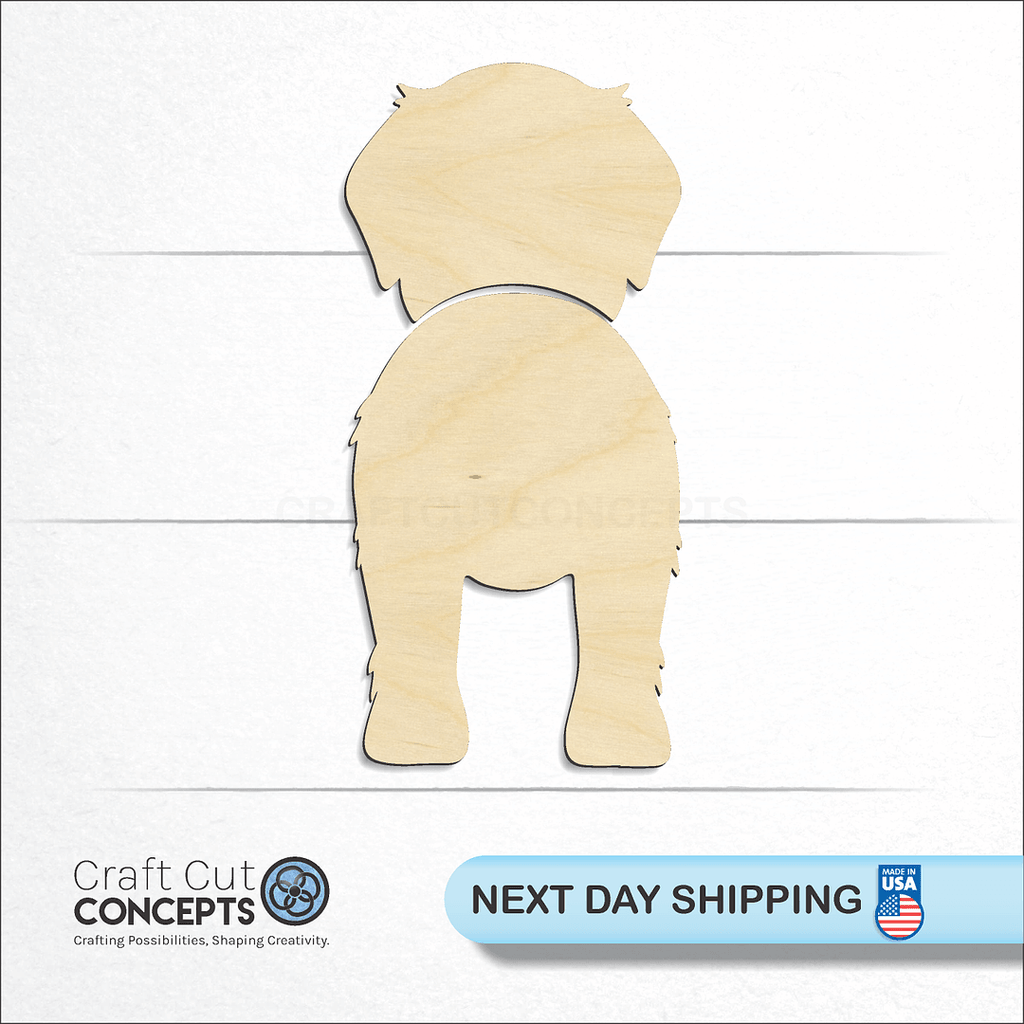 Craft Cut Concepts logo and next day shipping banner with an unfinished wood Great Pyrenees craft shape and blank