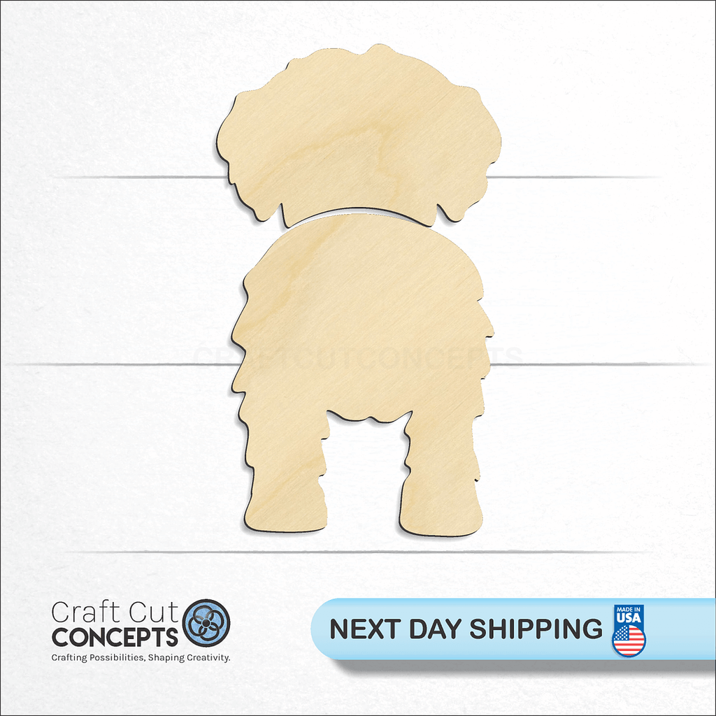 Craft Cut Concepts logo and next day shipping banner with an unfinished wood Havanese craft shape and blank