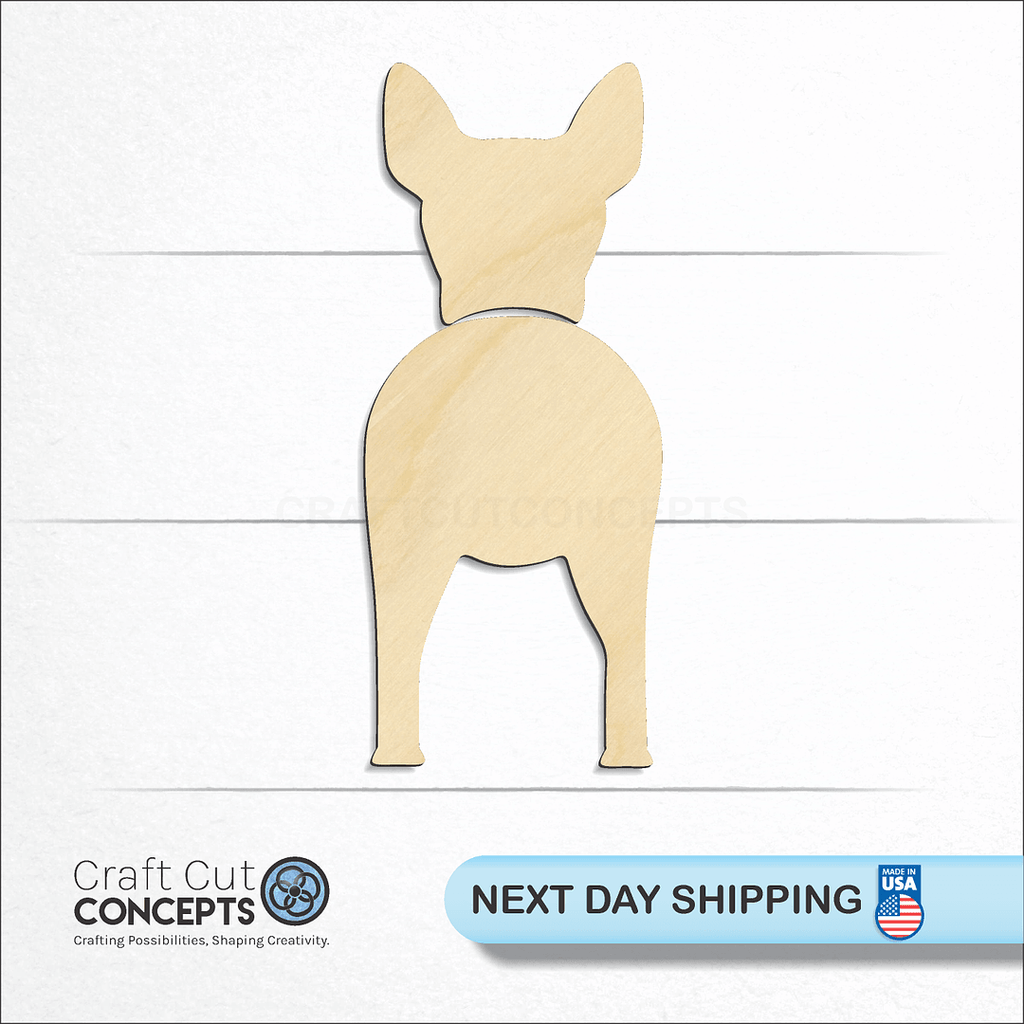 Craft Cut Concepts logo and next day shipping banner with an unfinished wood Ibizan Hounds craft shape and blank