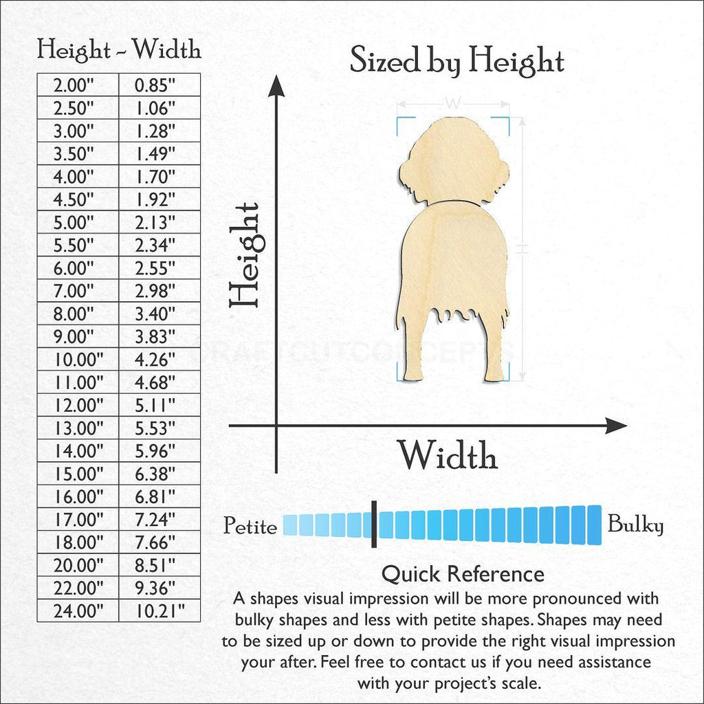 Sizes available for a laser cut Irish Setter craft blank