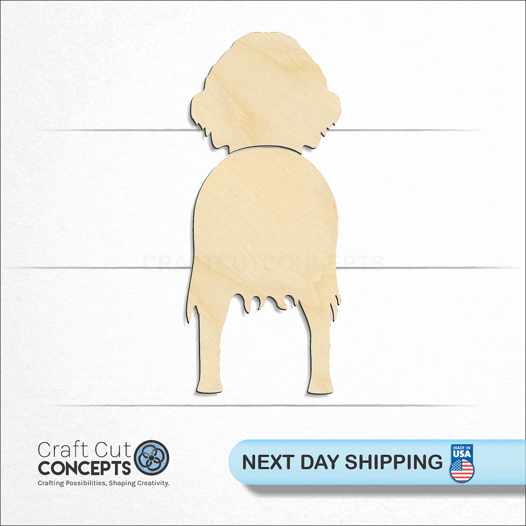 Craft Cut Concepts logo and next day shipping banner with an unfinished wood Irish Setter craft shape and blank