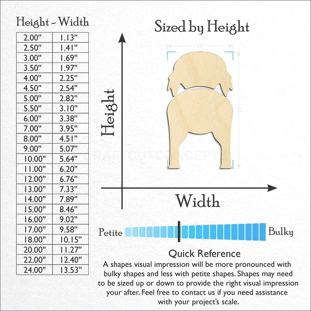 Sizes available for a laser cut Japanese Chin craft blank