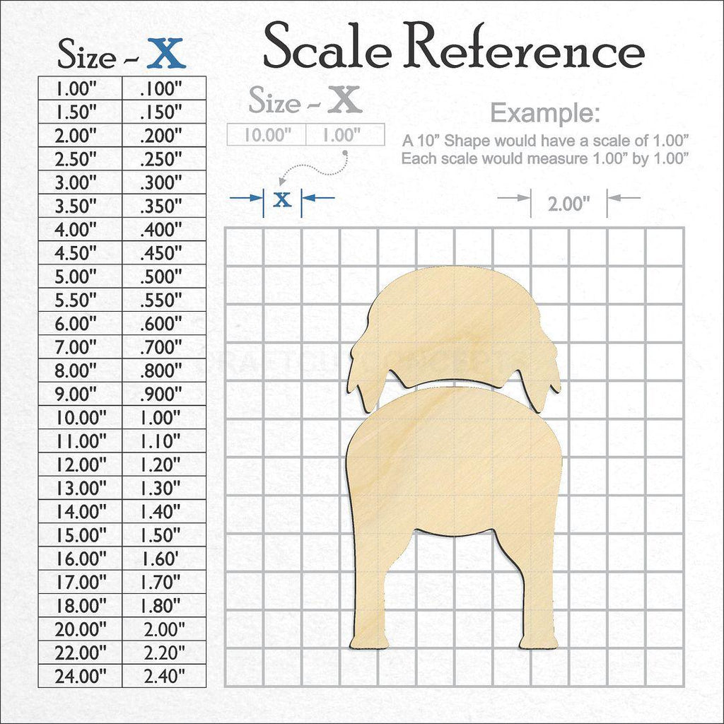 A scale and graph image showing a wood Japanese Chin craft blank