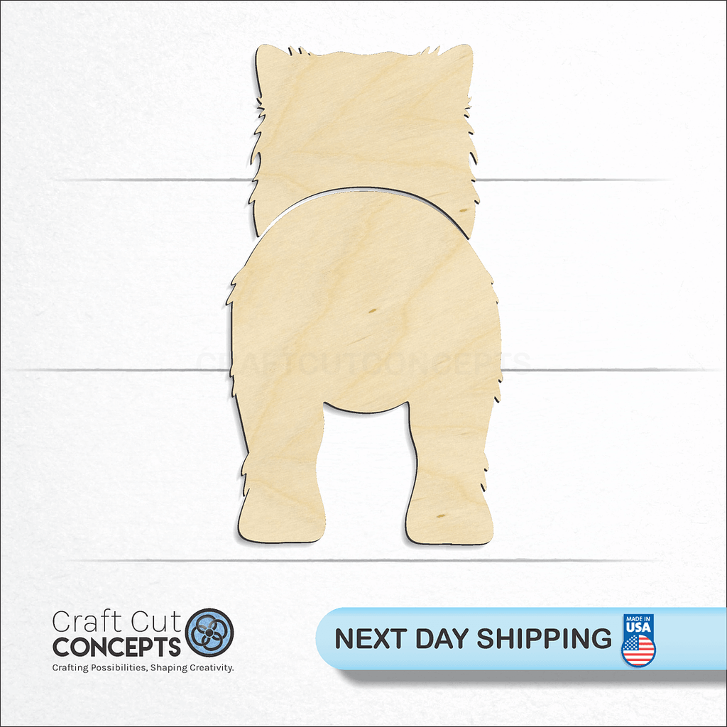 Craft Cut Concepts logo and next day shipping banner with an unfinished wood Keeshond craft shape and blank