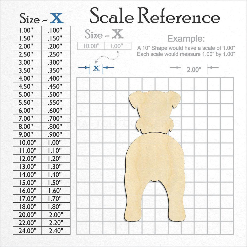 A scale and graph image showing a wood Kerry Blue Terrier craft blank