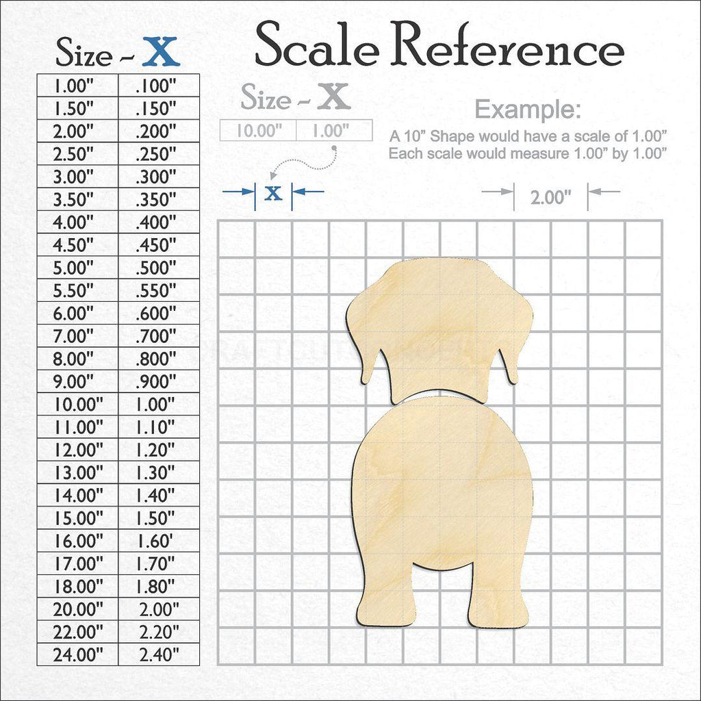 A scale and graph image showing a wood Labrador craft blank