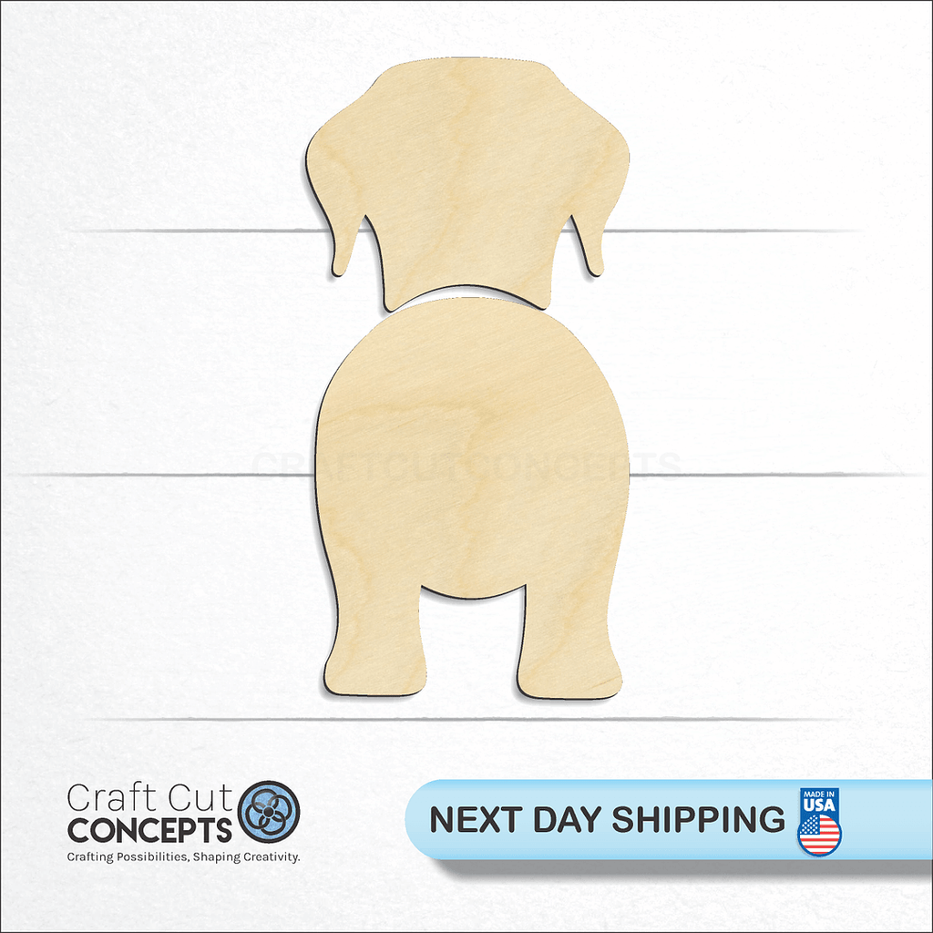 Craft Cut Concepts logo and next day shipping banner with an unfinished wood Labrador craft shape and blank