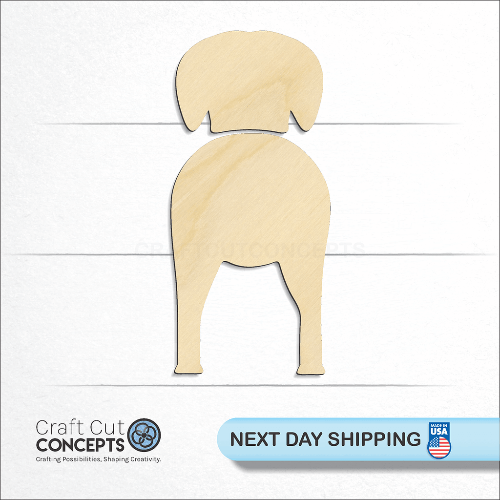 Craft Cut Concepts logo and next day shipping banner with an unfinished wood American English Coonhounds craft shape and blank