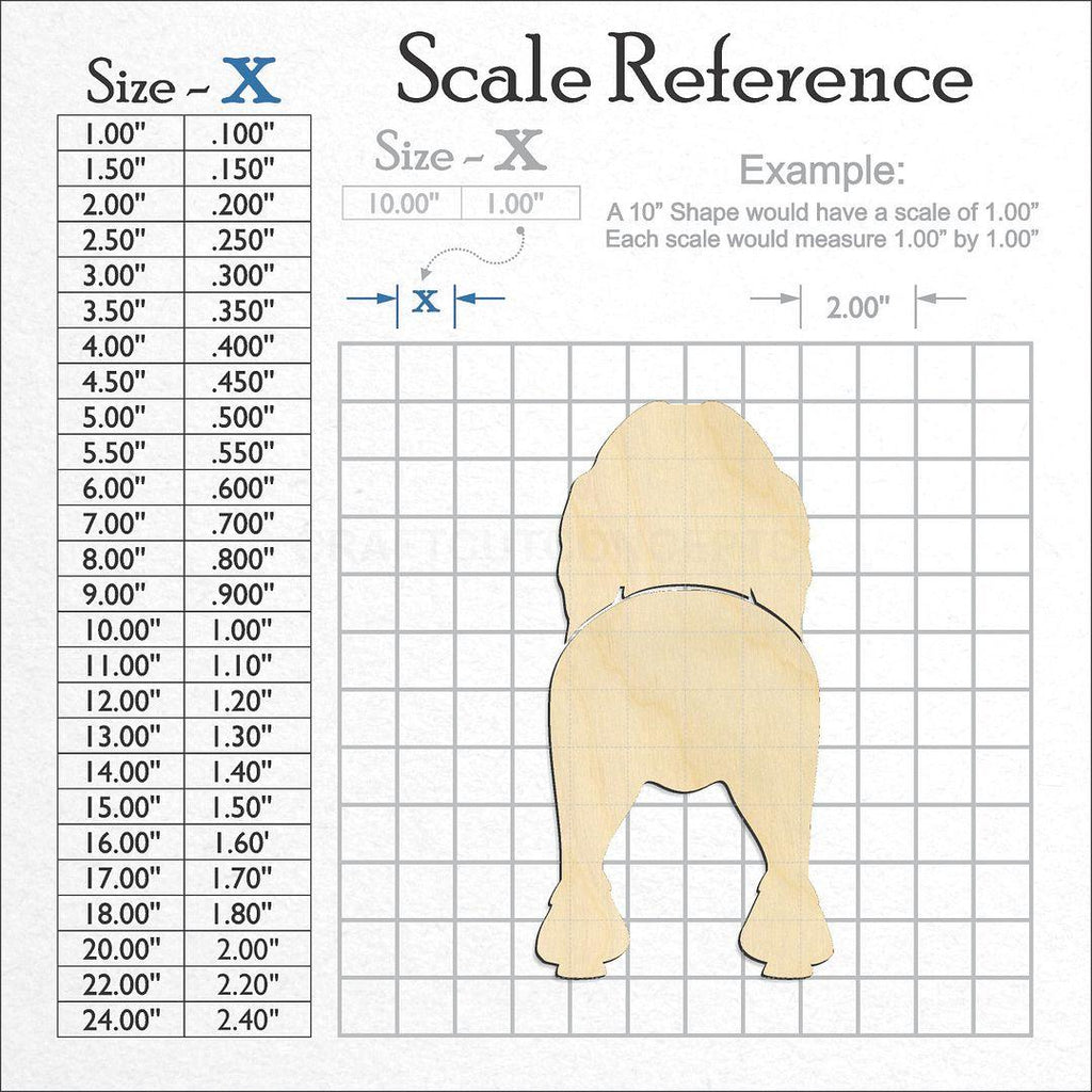 A scale and graph image showing a wood Lowchen craft blank