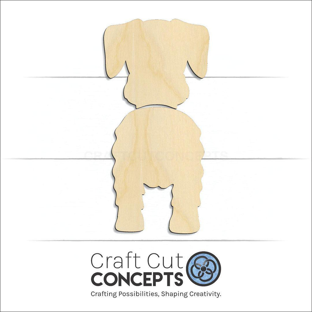 Craft Cut Concepts Logo under a wood Miniature Schnauzer craft shape and blank