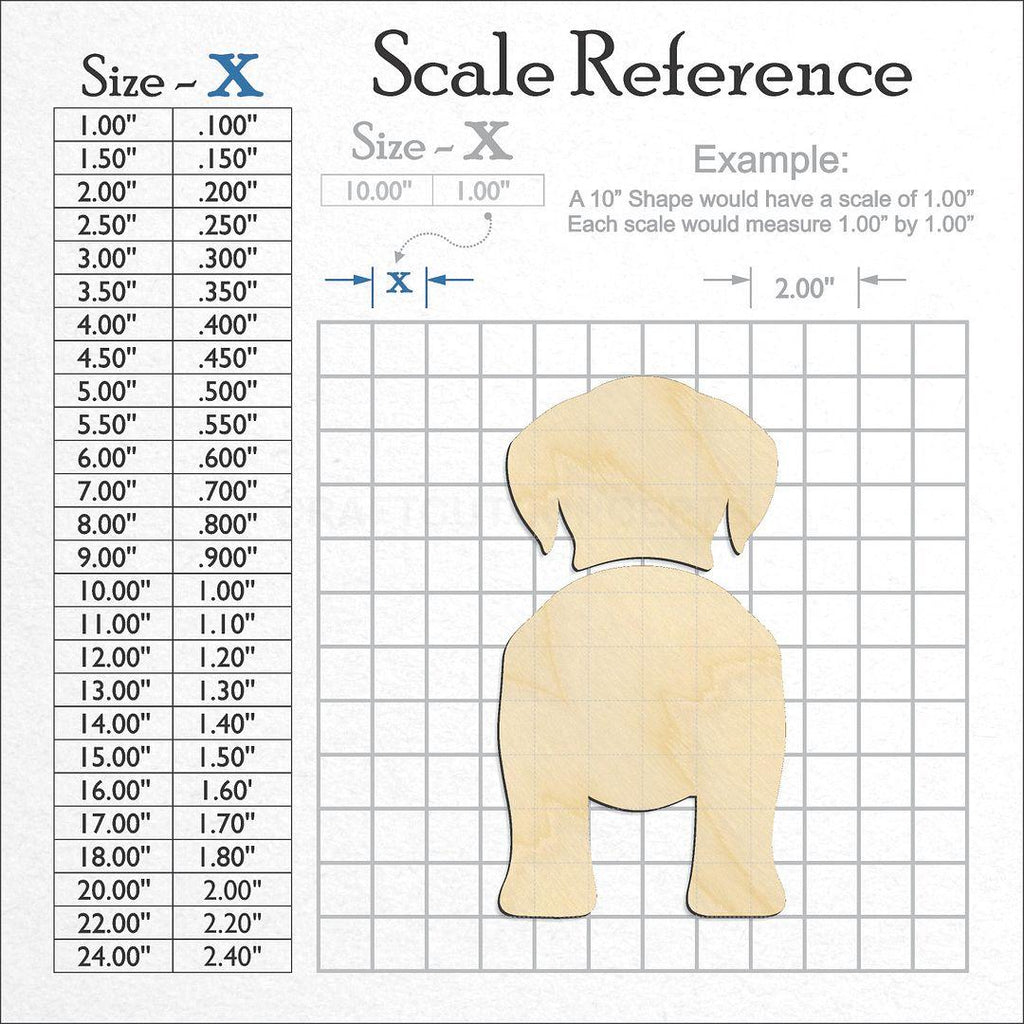 A scale and graph image showing a wood Nederlandse Kooikerhondje craft blank