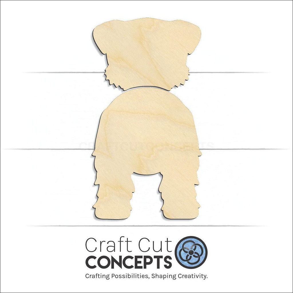 Craft Cut Concepts Logo under a wood Norfolk Terrier craft shape and blank