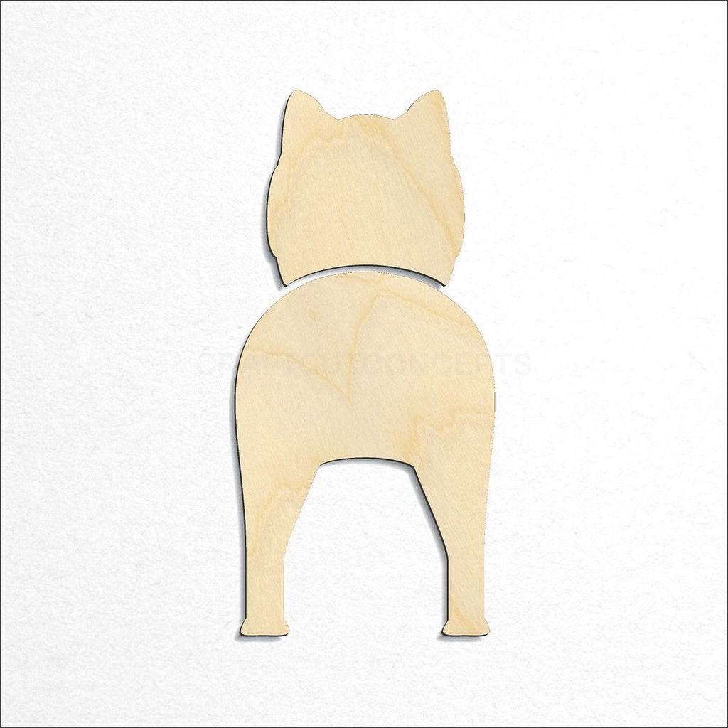 Wooden American Eskimo Dog craft shape available in sizes of 2 inch and up