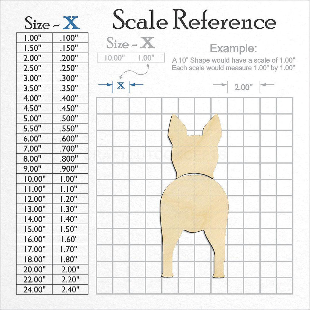 A scale and graph image showing a wood Norwegian Buhund craft blank