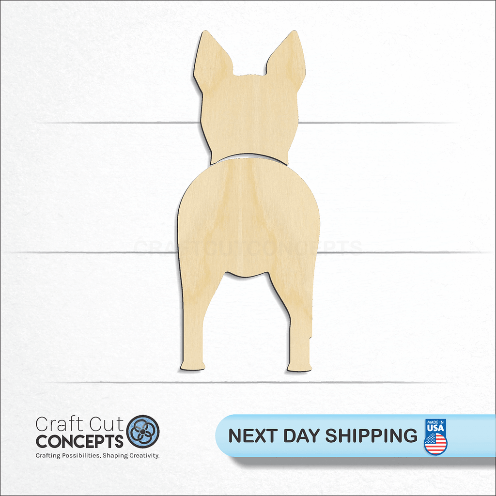 Craft Cut Concepts logo and next day shipping banner with an unfinished wood Norwegian Buhund craft shape and blank