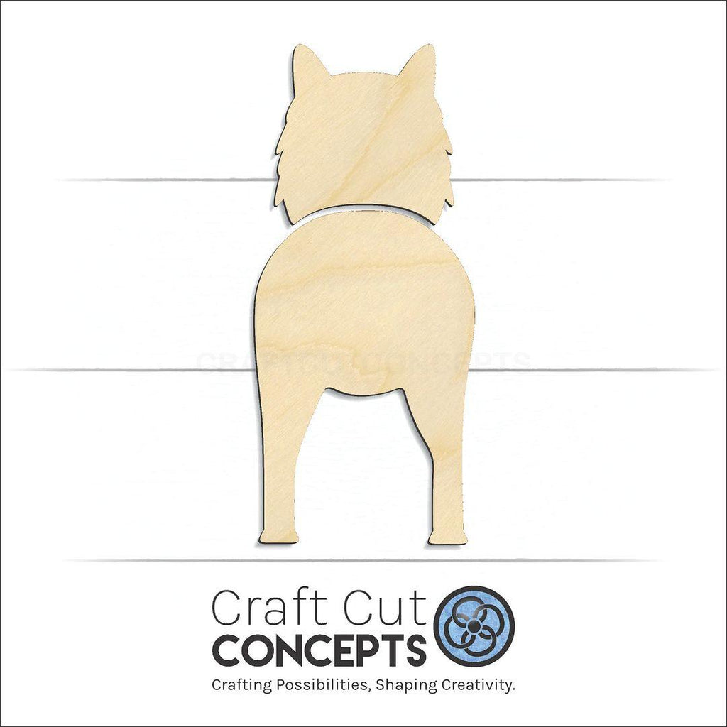 Craft Cut Concepts Logo under a wood Norwegian Elkhound craft shape and blank