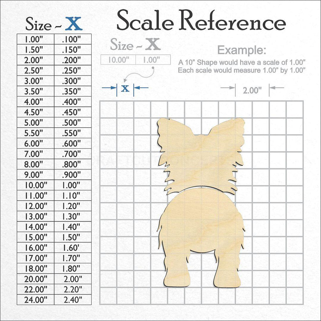 A scale and graph image showing a wood Papillon craft blank