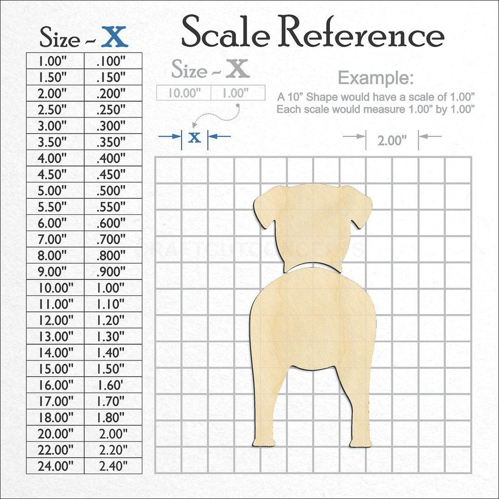 A scale and graph image showing a wood Parson Russell Terrier craft blank