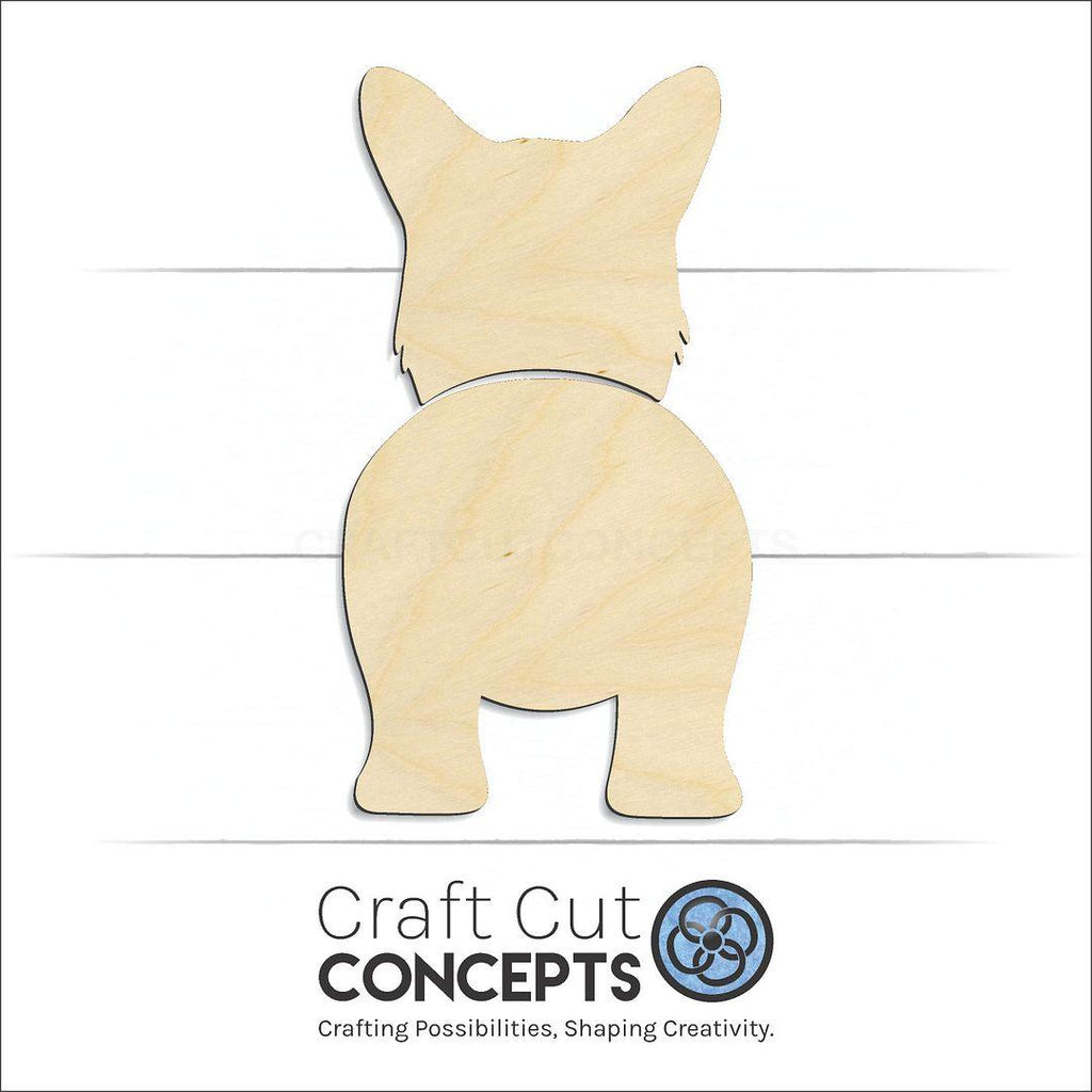 Craft Cut Concepts Logo under a wood Pembroke Welsh Corgi craft shape and blank