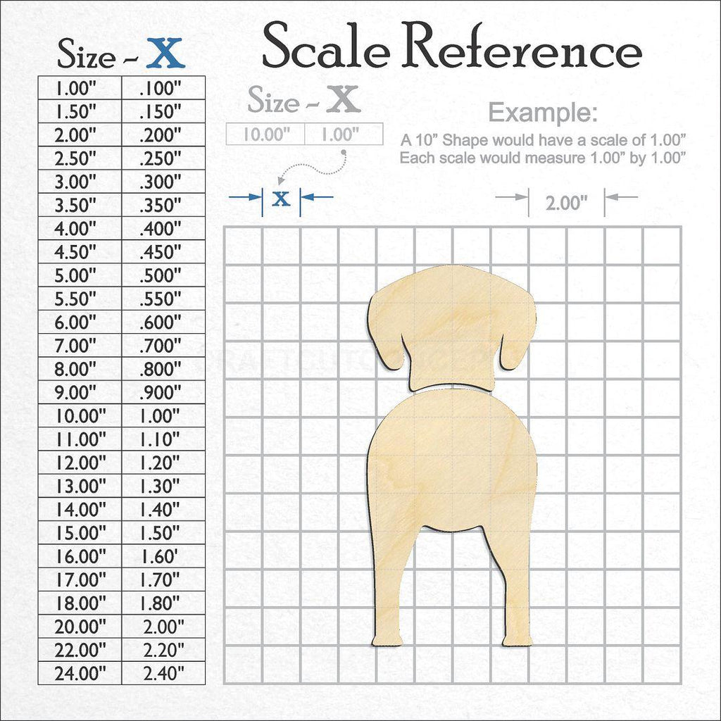 A scale and graph image showing a wood Plott Hounds craft blank