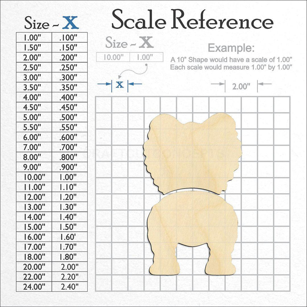 A scale and graph image showing a wood Pomerian craft blank